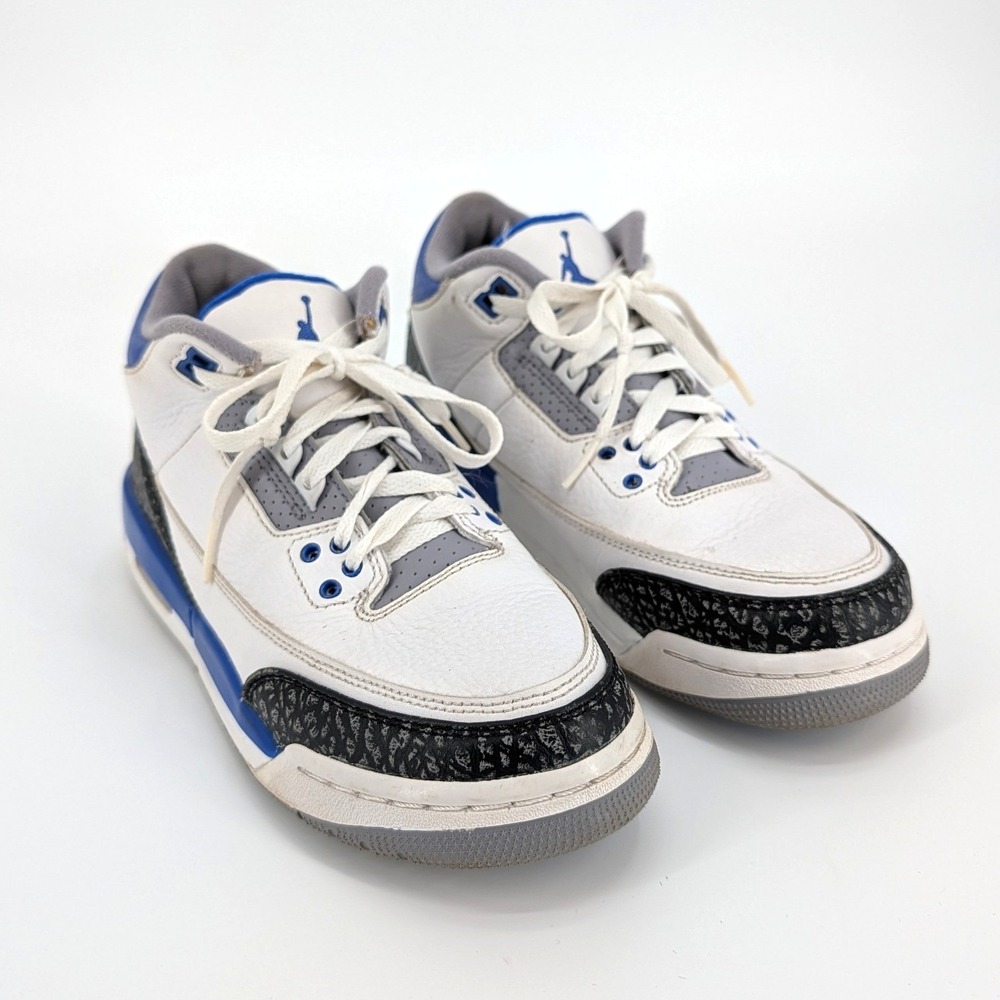 Jordan 3 Retro Racer Blue White Elephant Print Sneakers 7Y 398614-145‎